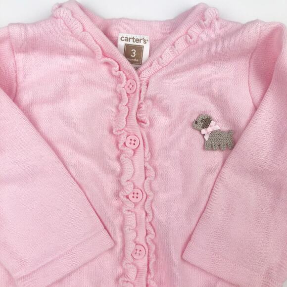 Carters Embroidered Dog Cardigan Sweater Size 3 Months - Picture 3 of 7